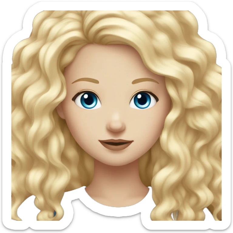 White girl, long blonde hair with blue eyes and  light brown skin girl, black hair  sticker