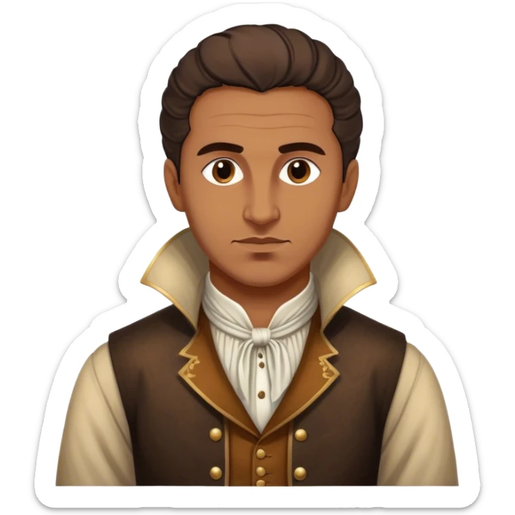 Cinematic Realistic Marko Marulić Portrait Emoji, depicted as a celebrated Croatian writer with a reflective expression and period clothing, rendered with rich textures and warm literary lighting that captures his historical influence. sticker