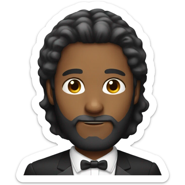 Man with long hair and beard with halo, wearing tuxedo  sticker