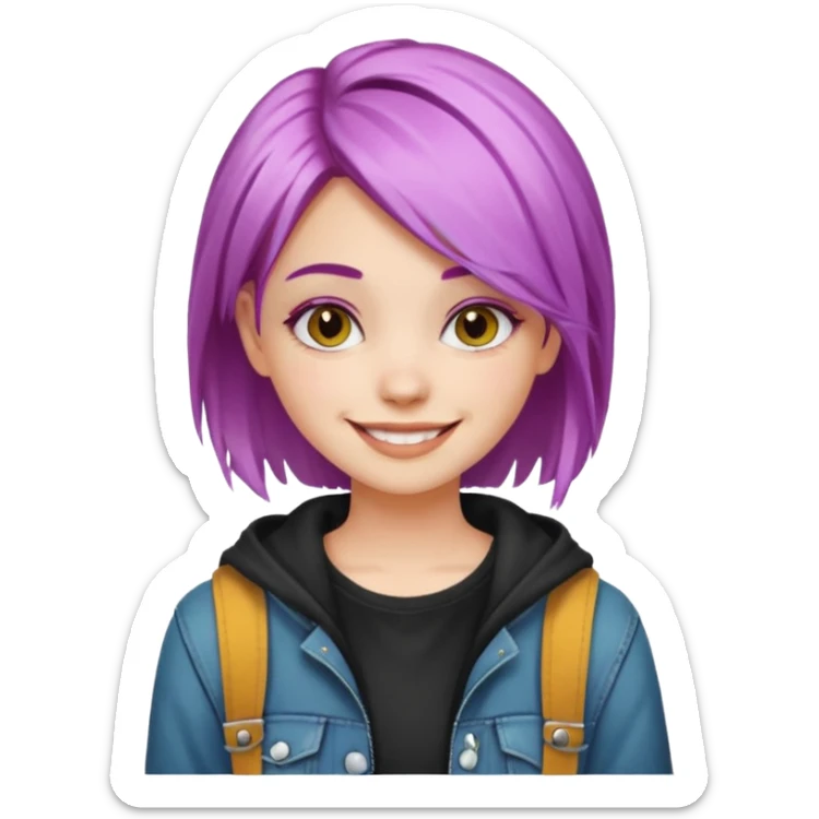 stylish teen girl and dyed her hair, grunge outfit sticker
