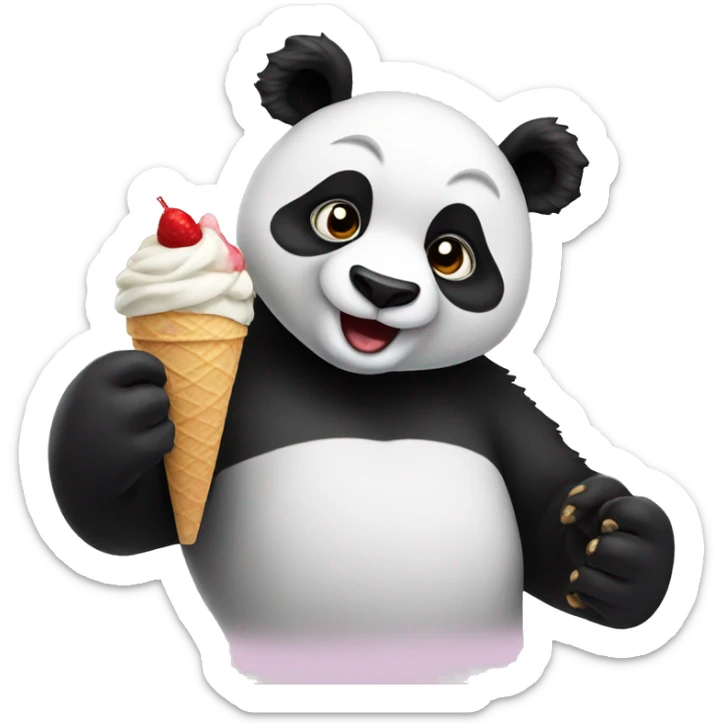 Panda eating ice cream sticker