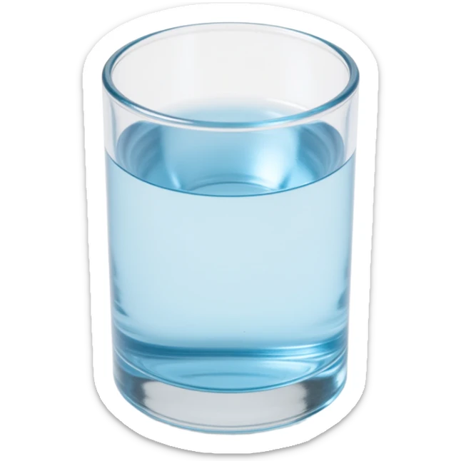 glass of water with reflections, skeuomorphism icon style sticker