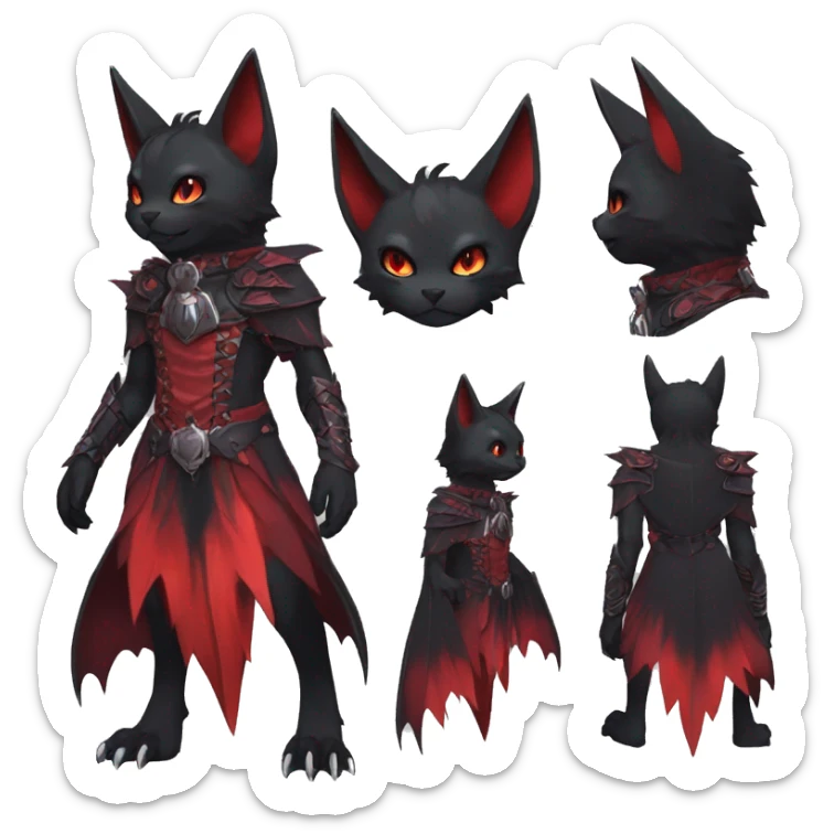 cool edgy black evil red ethereal fantasy nargacuga-bat-cat-Fakemon collar harness full body sticker