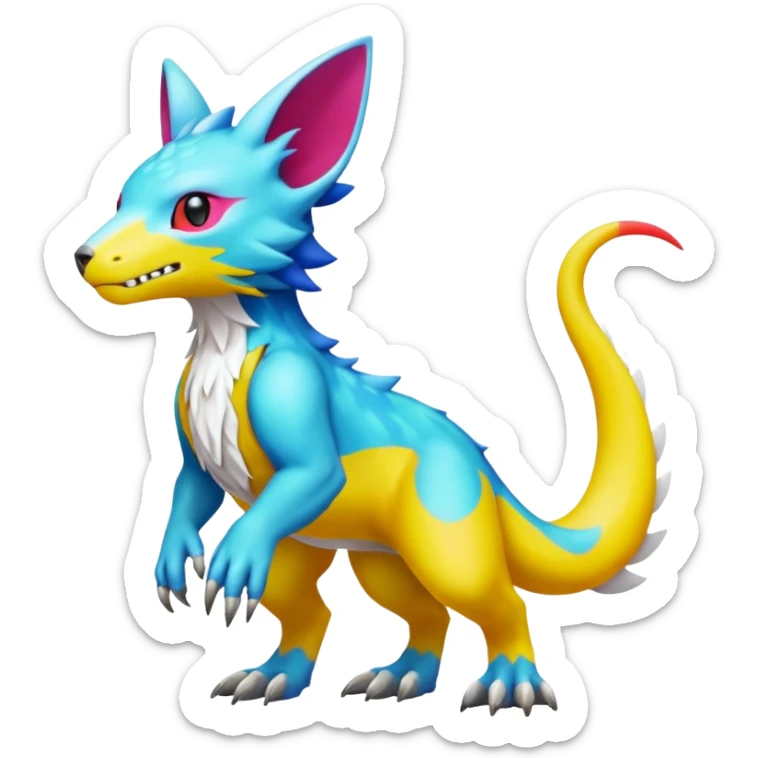 colorful Fakémon-Digimon-Fionbri-Trico-creature (full body) sticker
