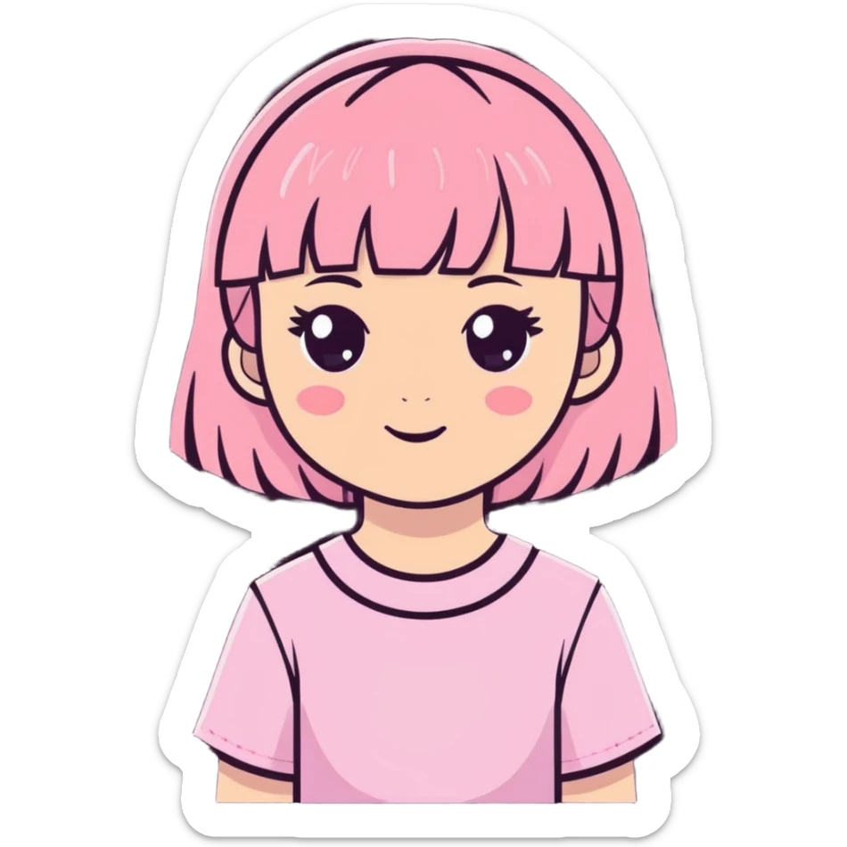 The most beautiful and how and stunning little brown eyed girlie with bangs wearing pink with sparkles everywhere  sticker