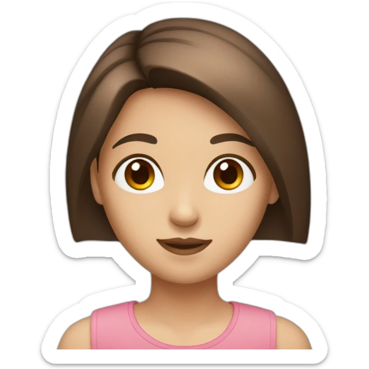 girl with brown straight hair brown eyes and fair skin sticker