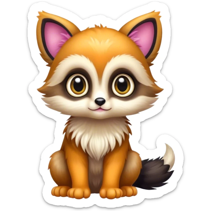 Adorable colorful baby edgy animal-hybrid full body, big Eyes sticker
