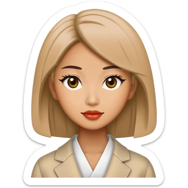 Stylish Japanese woman in trendy fashion sticker