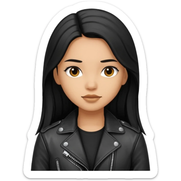  Siyah uzun saçlı ceket giyen esmerimsi kız fazla esmer değil siyah ceket  sticker