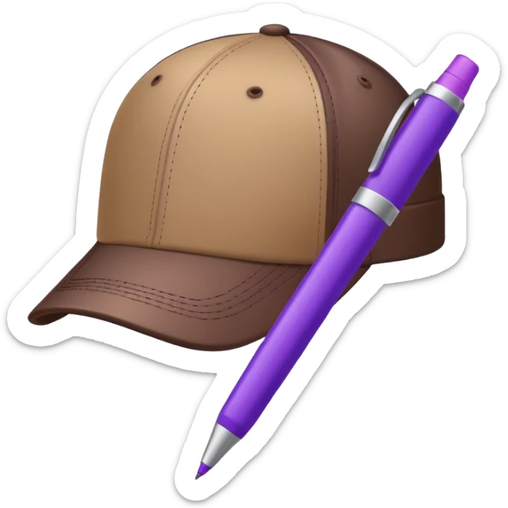A plastic brown ball cap and the long rectangle purple. (With a pen) And looks like a BFDI style sticker