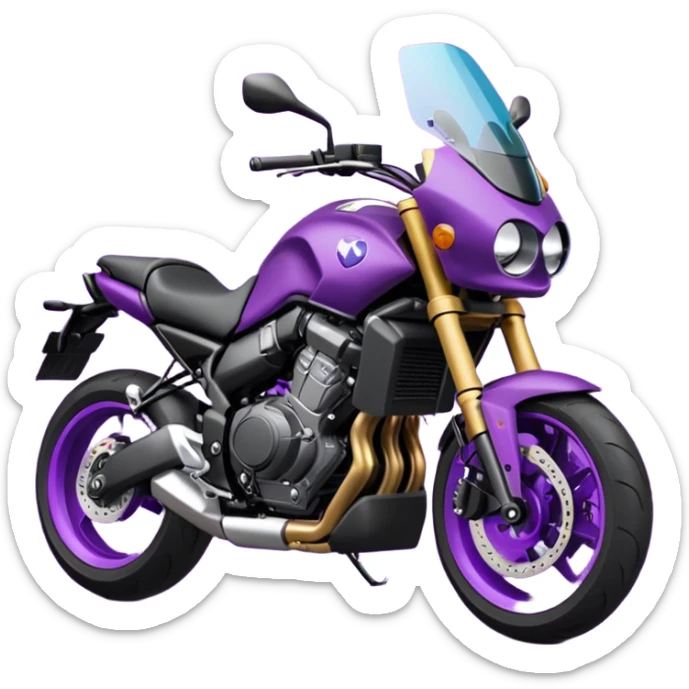 Créer un emoji copiable sur mon système iOS avec une moto mt07 noir mate / violet plus foncé que tu as et iridescent. le style de la mt07 doit être en roadster. sticker