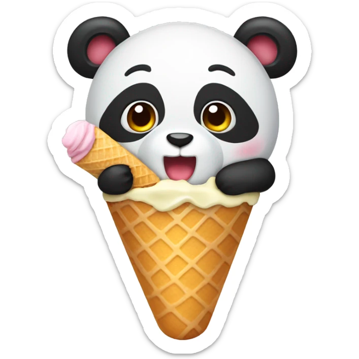 Panda eating ice cream sticker