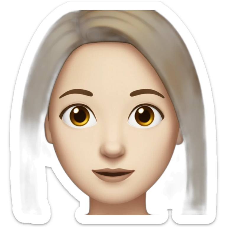 40 years old Woman, white pale skin, brown straight hair, big black eyes sticker