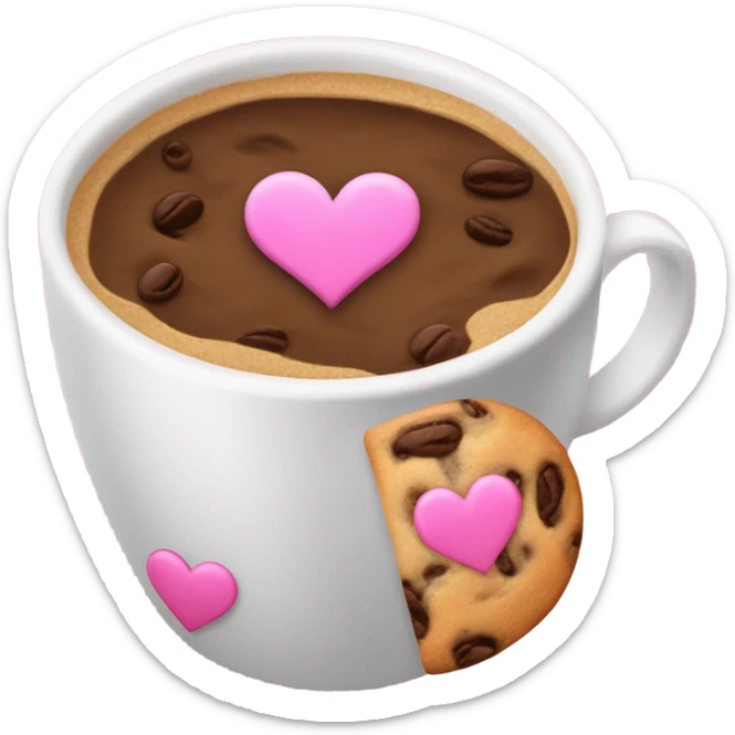 I want you to add the coffee cup emoji ☕️ next to this pink heart emoji💖 and the cookie chip emoji🍪 sticker