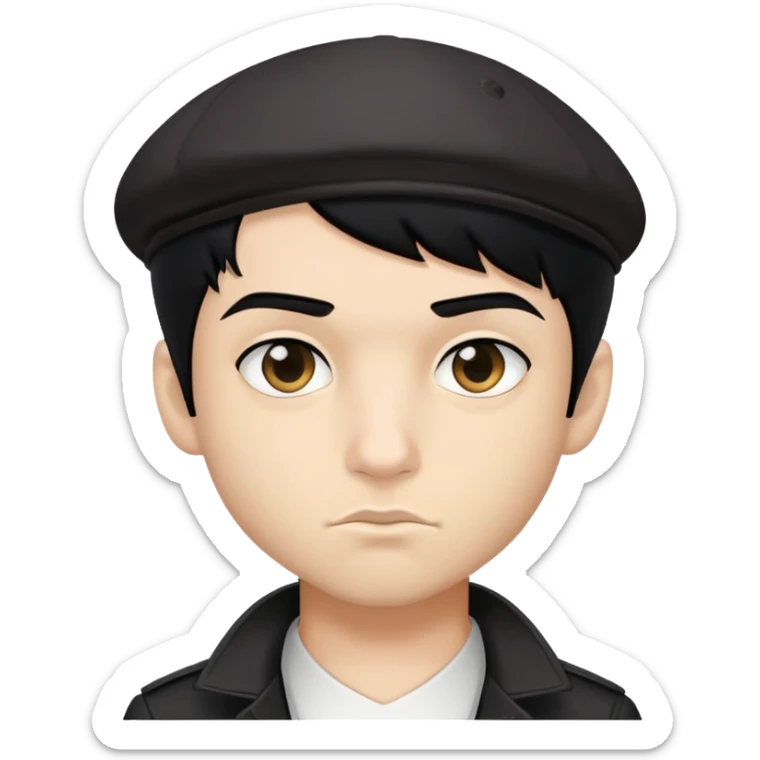 black hair to right, gangster costum , pretty body and face , cool boy , little nose sticker