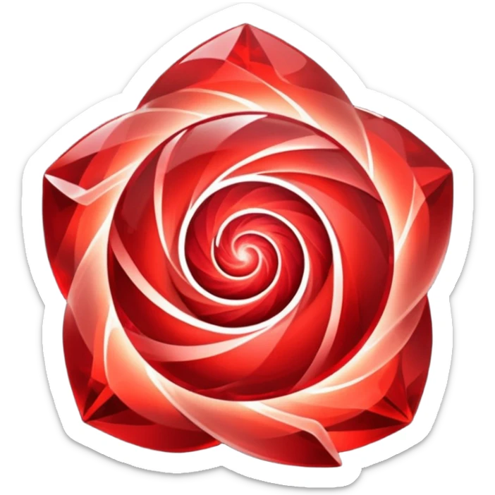 Red crystal with a red glow coming from its center. In the center of the crystal a $ sticker