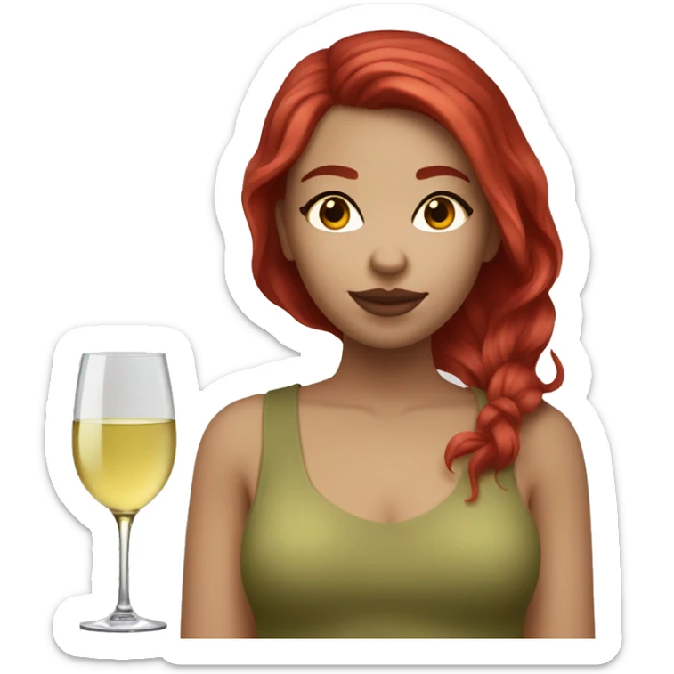 One girl whit light skin one red hair and one gilr whit light skin one bordeaux hair drinking white wine sticker