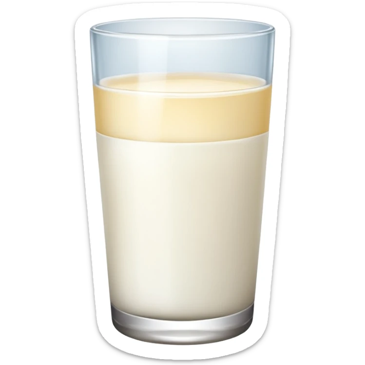 the drink is white, The bottom and mouth of the glass are the same width and There is only white liquid inside,photo realistic sticker