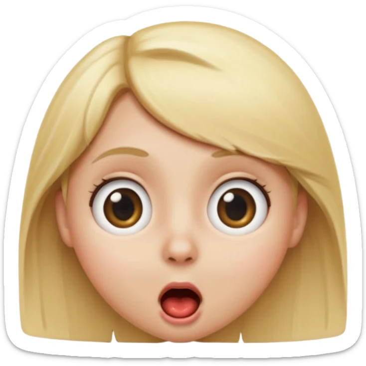 shocked blonde emoji, apple emoji style, round face, big eyes, open mouth, minimal details, no text sticker