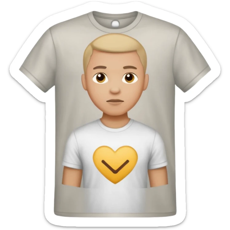 A man, shot from the center of his chest, but wearing a T-shirt, light skin tone sticker