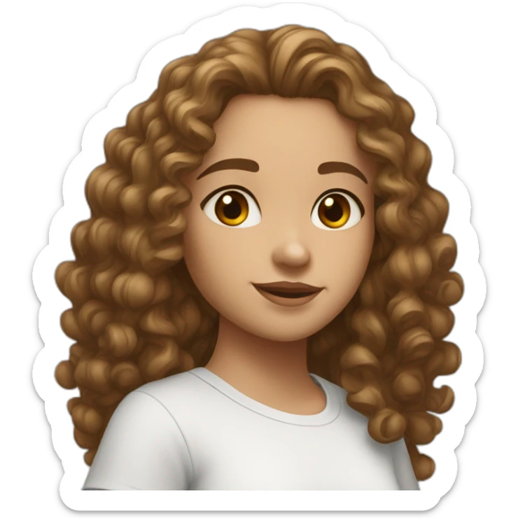 face of midle easten white curly tenage girl with medium brown hair in T-shirt sticker