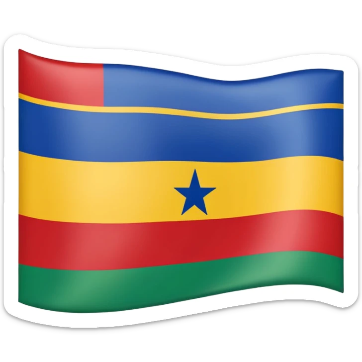 minimal Kabylie flag emoji with blue, yellow, green horizontal stripes and a central red ⵣ (Yaz) symbol, designed for clarity at small size sticker