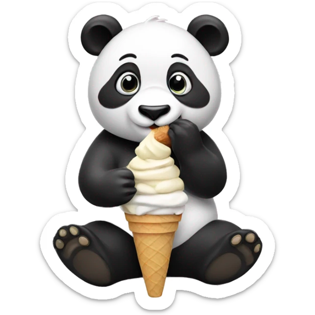 Panda eating ice cream sticker