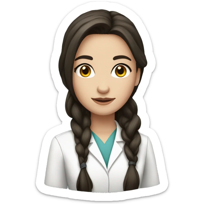 Pretty brunette long hair doctor, fairest skin, black eyes sticker