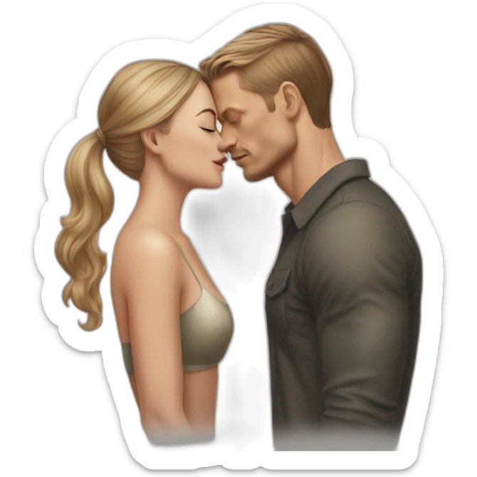 Joel Kinnaman kiss a girl with fair skin and brown hair sticker