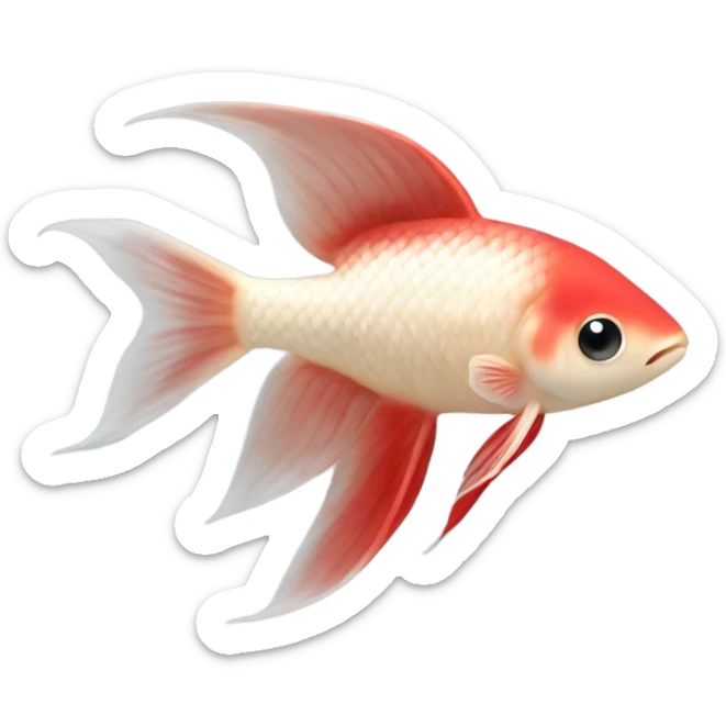 Short fins please!!!! Betta fish female with short red fins and a light beige body  sticker