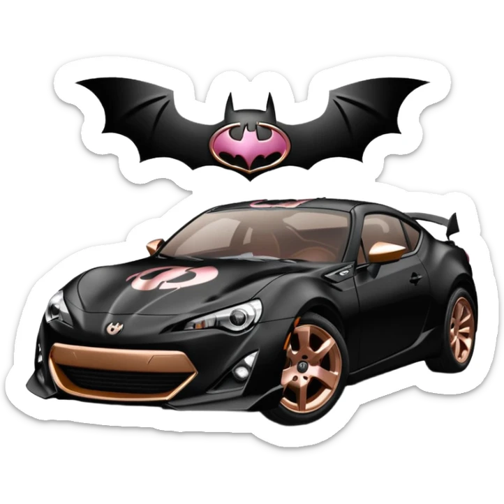 Satin black and rose gold Batman and 60’s Batgirl themed Scion FR-S  sticker