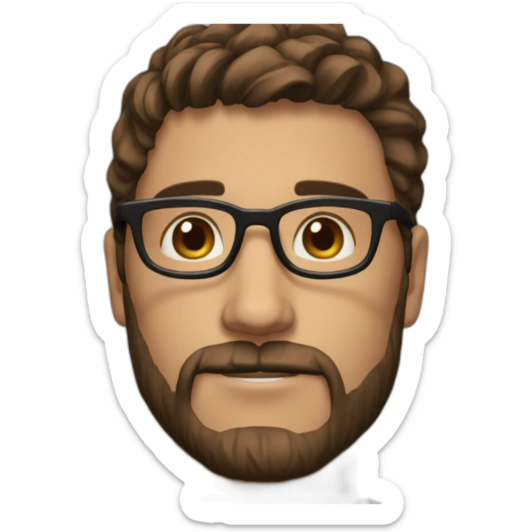 male, short brown beard, glasses, straight brown hair comed back and larger nose, 26 years old sticker