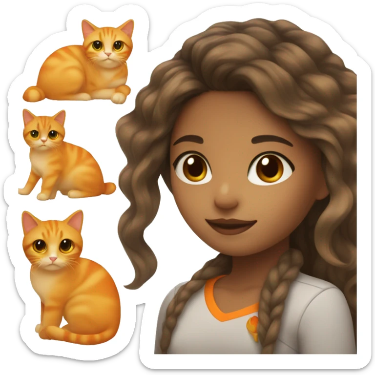 Hispanic girl with blonde balayage and brown eyes holding an orange cat sticker