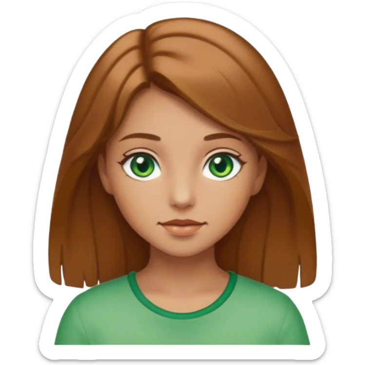 Carmel skin girl green eyes light brown hair  sticker