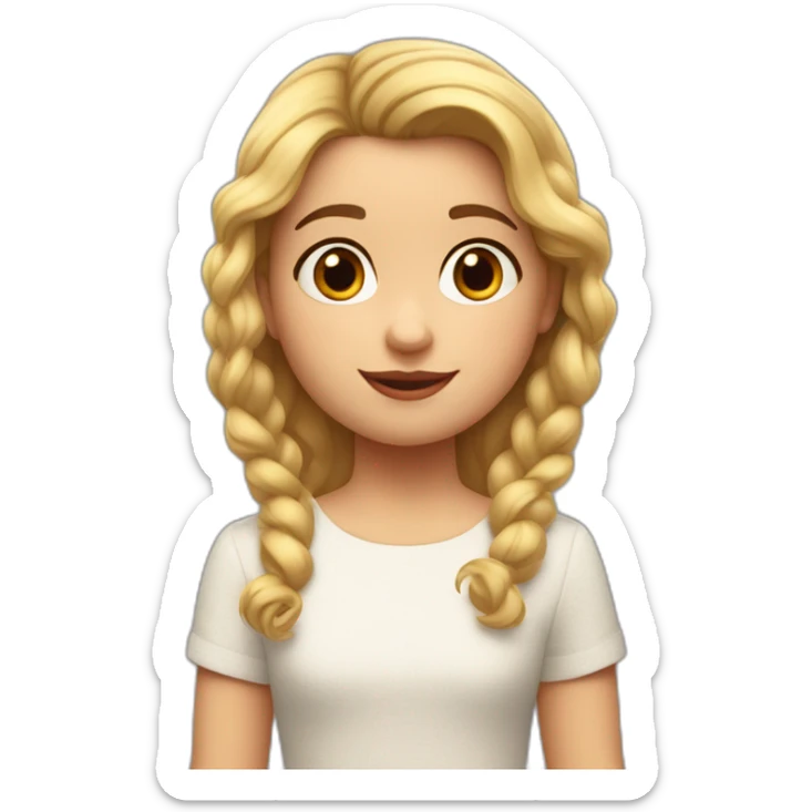 Estilo pixar, niña de ochoa años de edad, de pelo rubio liso con las puntas rizadas, ojos marrones sticker