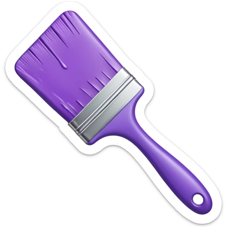 Paint brush with purple paint in the end of the brush  sticker