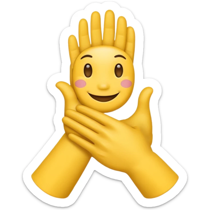 Make a self-clasping handshake emoji in the style of the usual emoji of a handshake sticker
