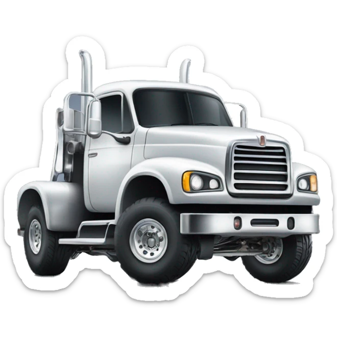 Truck with tall lifted suspension in the front and lowered suspension in the back with big chrome wheels sticker