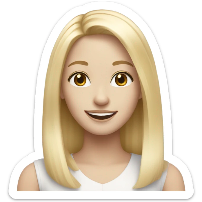Blonde straight hair girl with pale skin smiling sticker