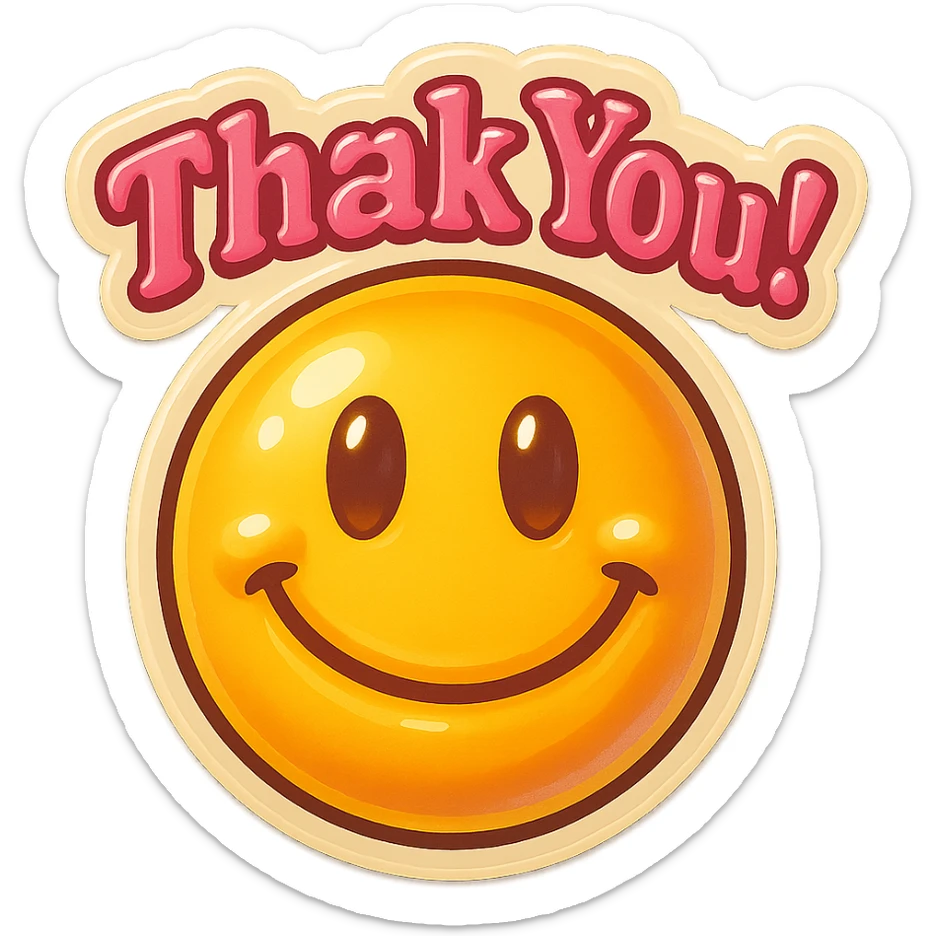 excited smile with mouth closed add the words W You! in pink sticker