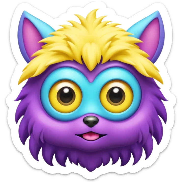 Purple and yellow and Cyan Fakémon-Pokémon-Digimon-Spectrobe-Fursona-creature sticker