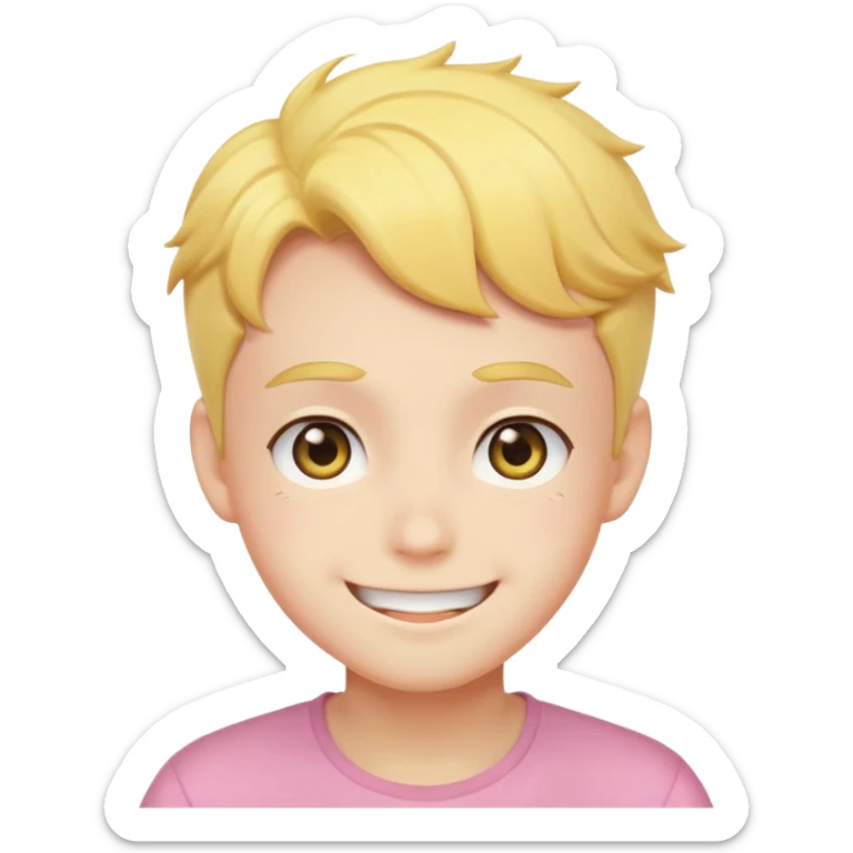 super cute anime pleading eyes classic yellow boy face cheesy smile bigger smile and thicker eyebrows  sticker