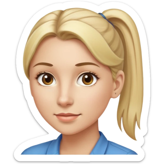 Professional woman with blonde hair in a ponytail and light brown eyes sticker