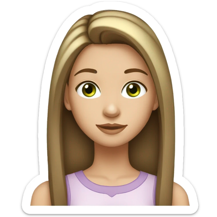 15 year old girl with brown hair and blonde highlights with straight hair and green eyes sticker