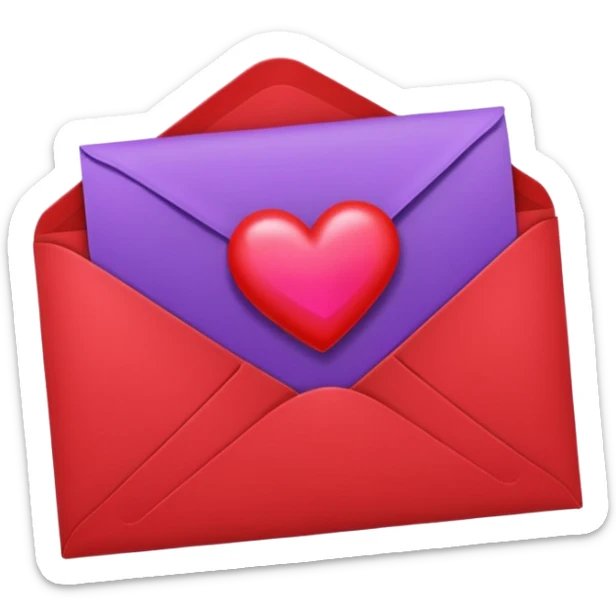 IOS's love letter emoji but with a purple heart instead of a red heart sticker