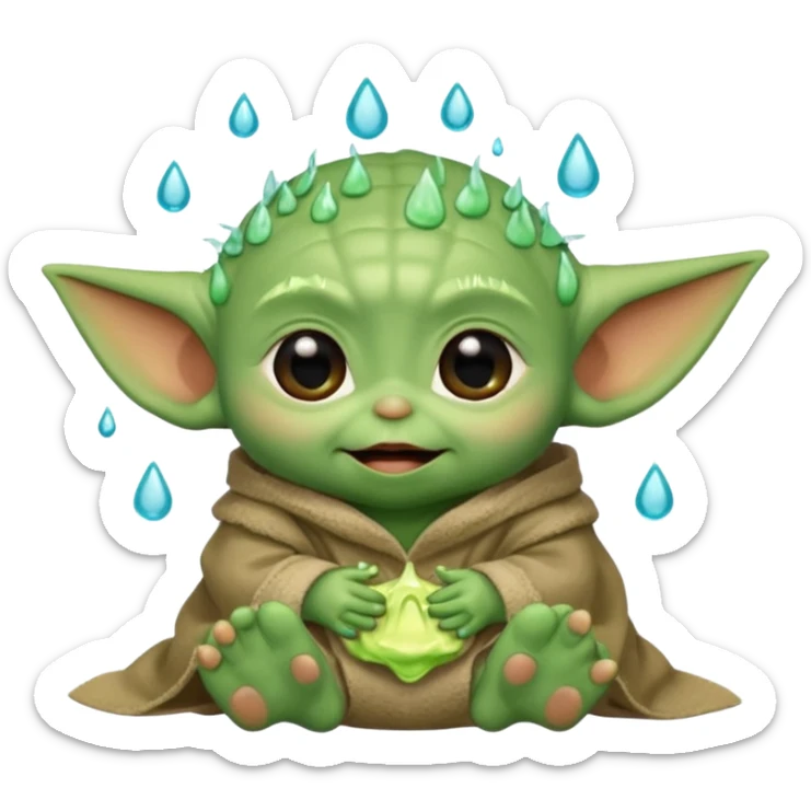 Baby joda felice con le lacrime agli occhi di felicità sticker