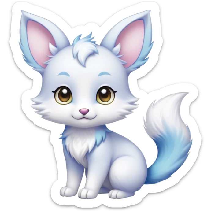Kawaii bright fantasy ethereal anthro fursona animal with a tufted tail and round ears sticker