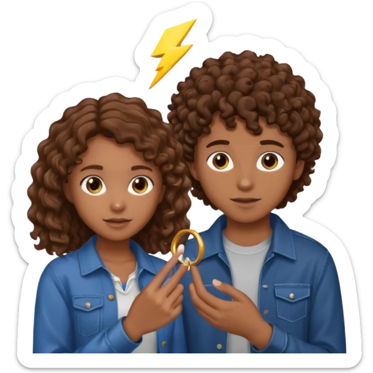 a 15 year old girl with brown curly hair but she has lightnings in it with a brown haired boy who gave her a promise ring sticker