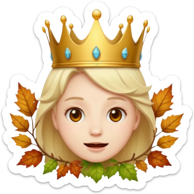 fall ecstatic emoticon artsy slightly creepy crown of leaves but make the base a normal emoji sticker