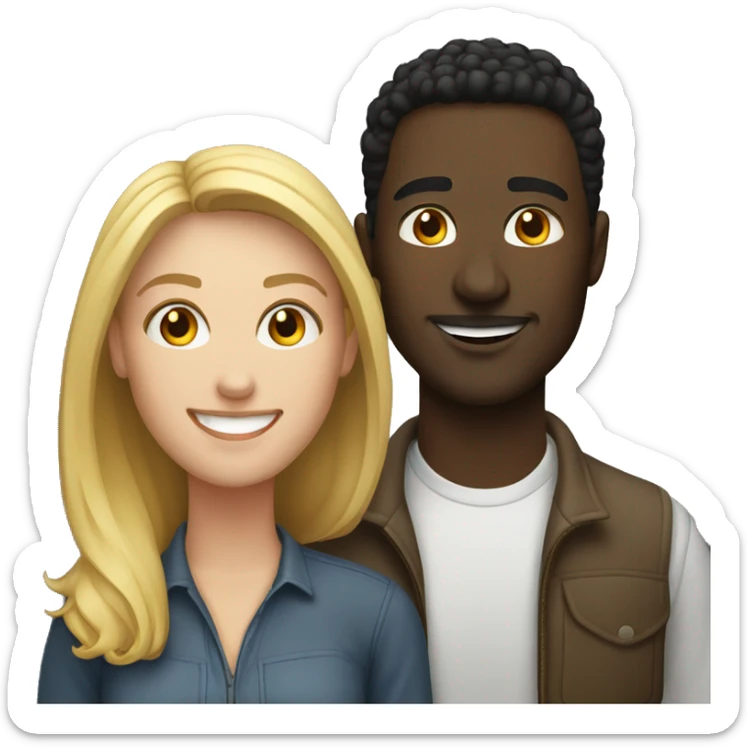 smiling couple indoors portrait man is white woman is black sticker